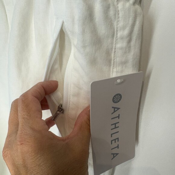 NWT Athleta Retreat Linen Joggers in White - Picture 5 of 10